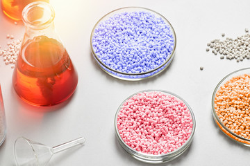 granules of plastic polymers