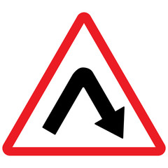 Traffic sign red triangle - Sharp bend towards the right.