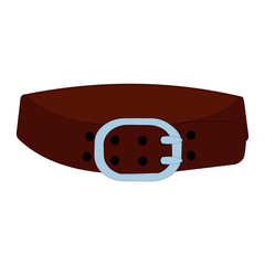 Brown Belt with Silver Buckle - Cartoon Vector Image