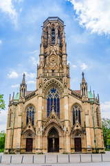 Obraz premium Facade of the medieval gothic St. John's Church in Stuttgart, Baden Wurttemberg, Germany