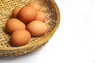 eggs on bamboo basket