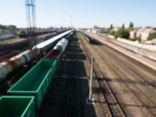 Fototapeta na wymiar Blurred and defocused Railway with trains