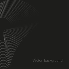 Abstract curved lines on black background. Vector graphic template