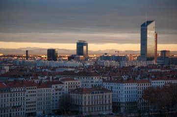 Lyon city evening and clouds