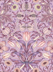 Floral seamless pattern. Modern seamless pattern for interior decoration, wrapping paper, graphic design and textile. Vector illustration. Backgrounds.