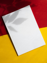 Top view mock-up magazine with colourful background