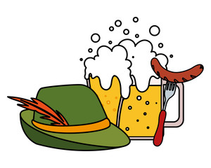 beer festival oktoberfest with set of icons