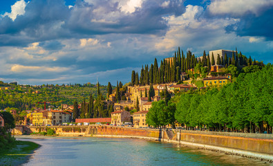 View of the castle of San Pietro in the city of Verona, Italy.