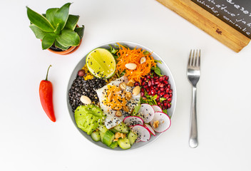 Mixed rice buddha bowl with fresh vegetables