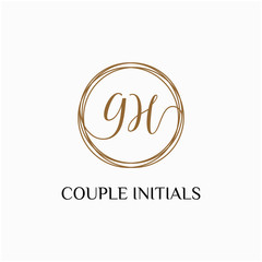 Letter GH logo template. Creative fashion logo design, couple letter , beauty icon. Initial handwriting or handwritten logo for identity. Logo with hand drawn style. wedding concept -vector