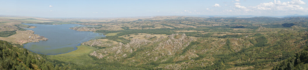 Fototapeta na wymiar a very beautiful panorama of the landscape with lake and rocks