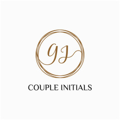 Letter GJ logo template. Creative fashion logo design, couple letter , beauty icon. Initial handwriting or handwritten logo for identity. Logo with hand drawn style. wedding concept -vector