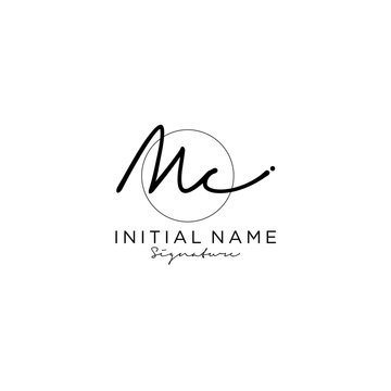 MC Signature Initial Logo Template Vector