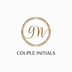 Letter GN logo template. Creative fashion logo design, couple letter , beauty icon. Initial handwriting or handwritten logo for identity. Logo with hand drawn style. wedding concept -vector