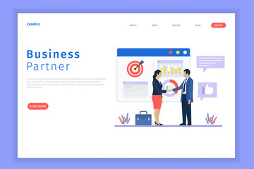 Obraz na płótnie Canvas Business partnership landing page for site. Business partnership can be used for websites, landing pages, UI, mobile applications, posters, banner