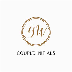 Letter GW logo template. Creative fashion logo design, couple letter , beauty icon. Initial handwriting or handwritten logo for identity. Logo with hand drawn style. wedding concept -vector