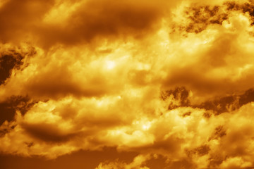 Golden cloud powerful look formidable. Golden clouds in the evening day with sunsets.