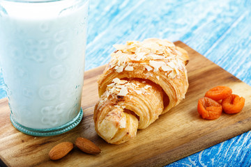 croissant with milk for breakfast