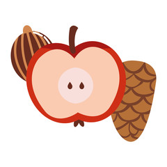 apple half autumn fruit seasonal isolated icon