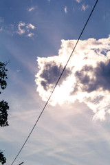 A cloud closes the sun trees at home