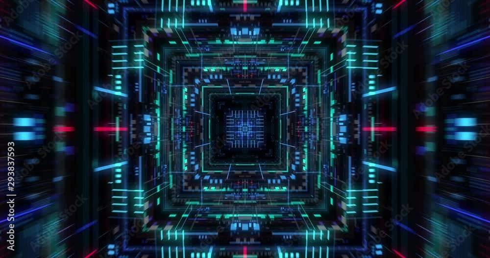 Poster quantum computer environment with digital technology, processing unit of an advanced artificial inte