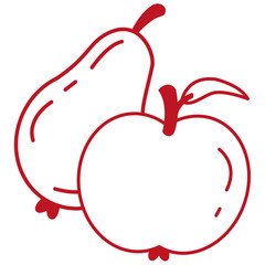 pear and apple autumn fruits seasonal icons