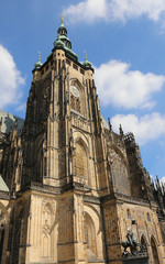 Fototapeta na wymiar Saint Vitus Bell Tower and Cathedral in Prague in Czech Republic