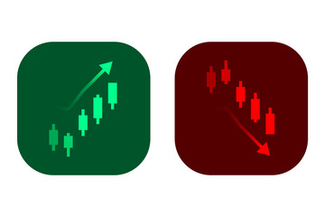 Stock candlestick chart icon up and down.