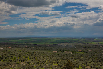 Fototapeta na wymiar Tavoliere plains in Apulia, view from Gargano hillside, Italy