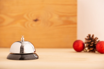 silver brass hotel bell and Xmas decoration