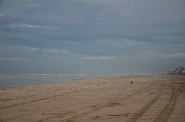 Fototapeta na wymiar footprints on beach