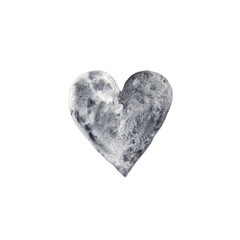 Watercolor hand painted gray heart