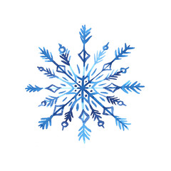 Watercolor hand painted tracery snowflake