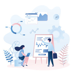 Staff education or business training concept.Selection for work or analysis of creative solutions.