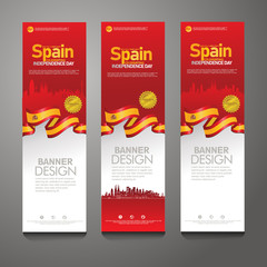 Spain Happy independence day Confetti Celebration Background Vertical Banner set