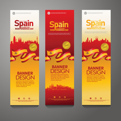 Spain Happy independence day Confetti Celebration Background Vertical Banner set