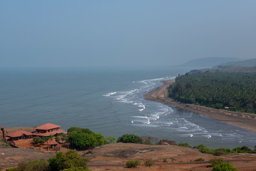 Arial view of Anjarle Beach near Dapoli,Maharashtra,India