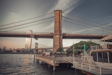 Brooklyn Bridge from the famed Brooklyn Heights Promenade, Brooklyn, NY, USA
