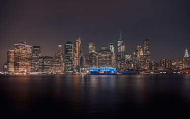 New York City Landscapes, NYC Skyline at Night seen from the Famed Brooklyn Heights Promenade, New York, USA