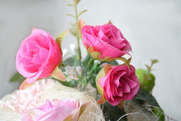 bouquet of artificial pink roses