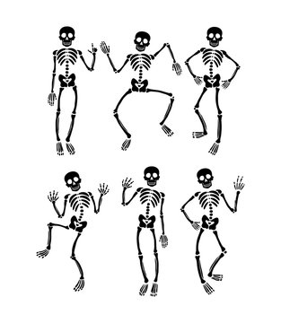 Set of dancing skeletons