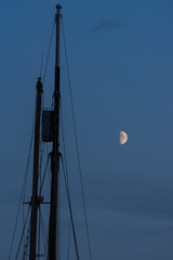 boat mast and moon