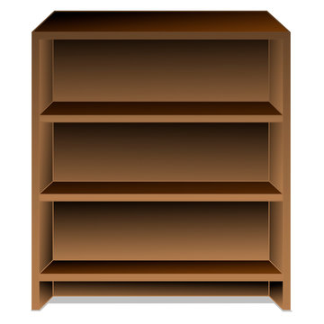 wooden cabinet with shelves for storage. Vector illustration. Isolate on a white background.