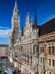 Fototapeta premium Munich, Germany: Aerial View of the New Town Hall on the Marienplatz Square