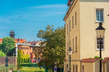 Naklejka premium POZNAN, POLAND - September 2, 2019: Street view of Old Town, Poznan, Poland