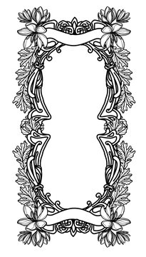 flower fream vintage hand drawing and sketch black and white on white background.