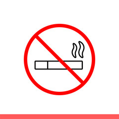 No smoking icon in modern flat design isolated on white background, forbidden cigarette vector illustration for web site or mobile app