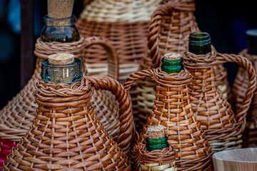 Wine caskets for sale at the local market in Croatia