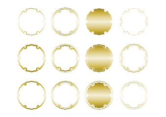 雪輪文様のイラストセット（金色）