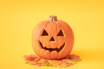 Scary Halloween pumpkin holidays concept